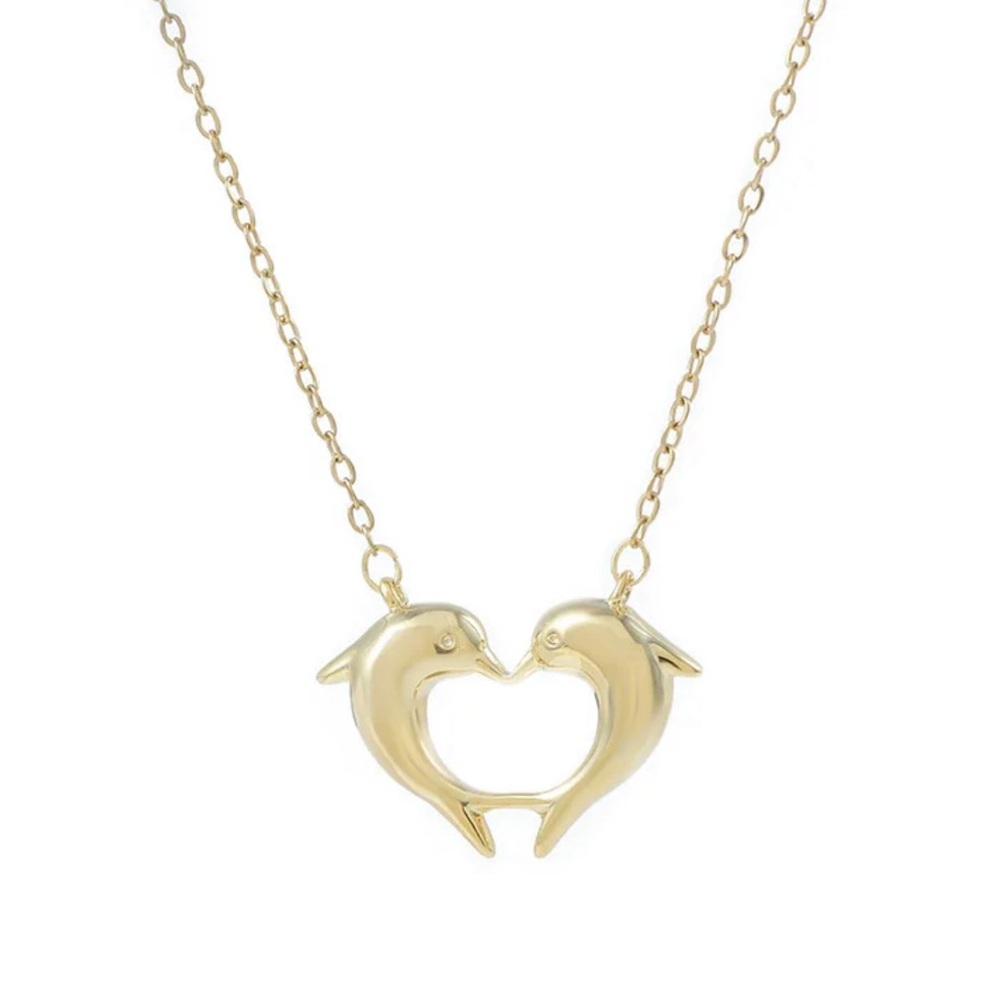 Gold Dolphin Heart Necklace